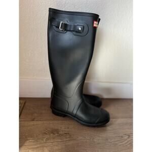 Hunter Black Matte Tall Rubber Boots Size 9